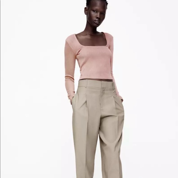Zara | Tops | Zara Pink Square Neck 